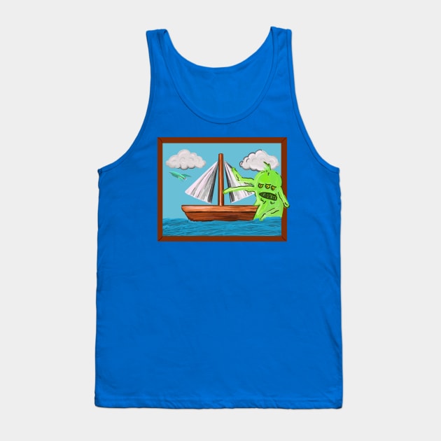 Simpsons Sailboat Painting w/ HG Blob & PlanEx Ship Tank Top by Sparkleweather